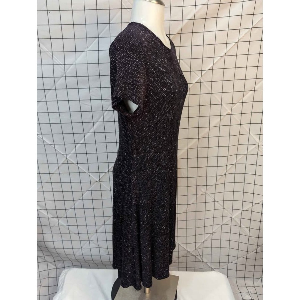 Maurices ~ Glitter Dot A-Line Dress ~ Size Large ~Black/Silver Short Sleeve Knit - Picture 5 of 10